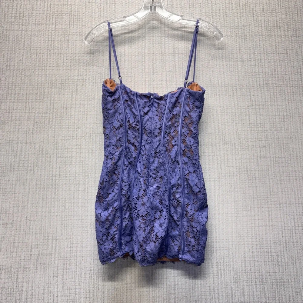 House of CB Corset Mini Dress Womens M Purple Lace Bodycon Coquette Regencycore - Picture 2 of 12